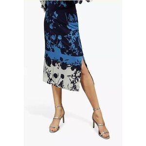 TED BAKER SELAAH Bluebell Side Slit Midi Skirt Blue